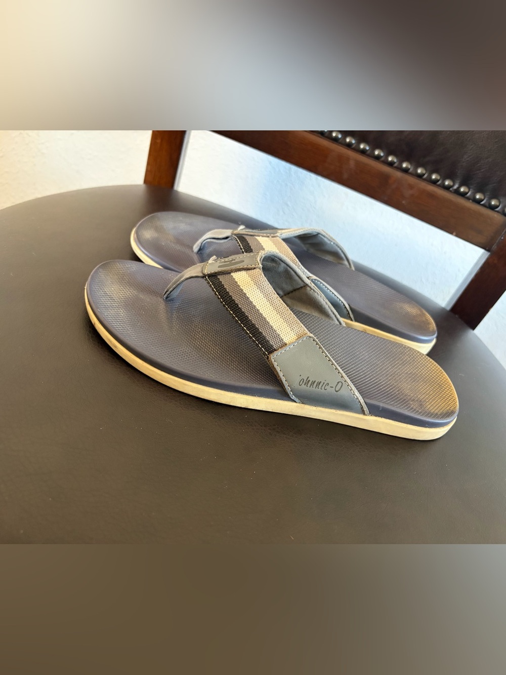 johnnie-O Navy and Gray Men’s Flip Flops